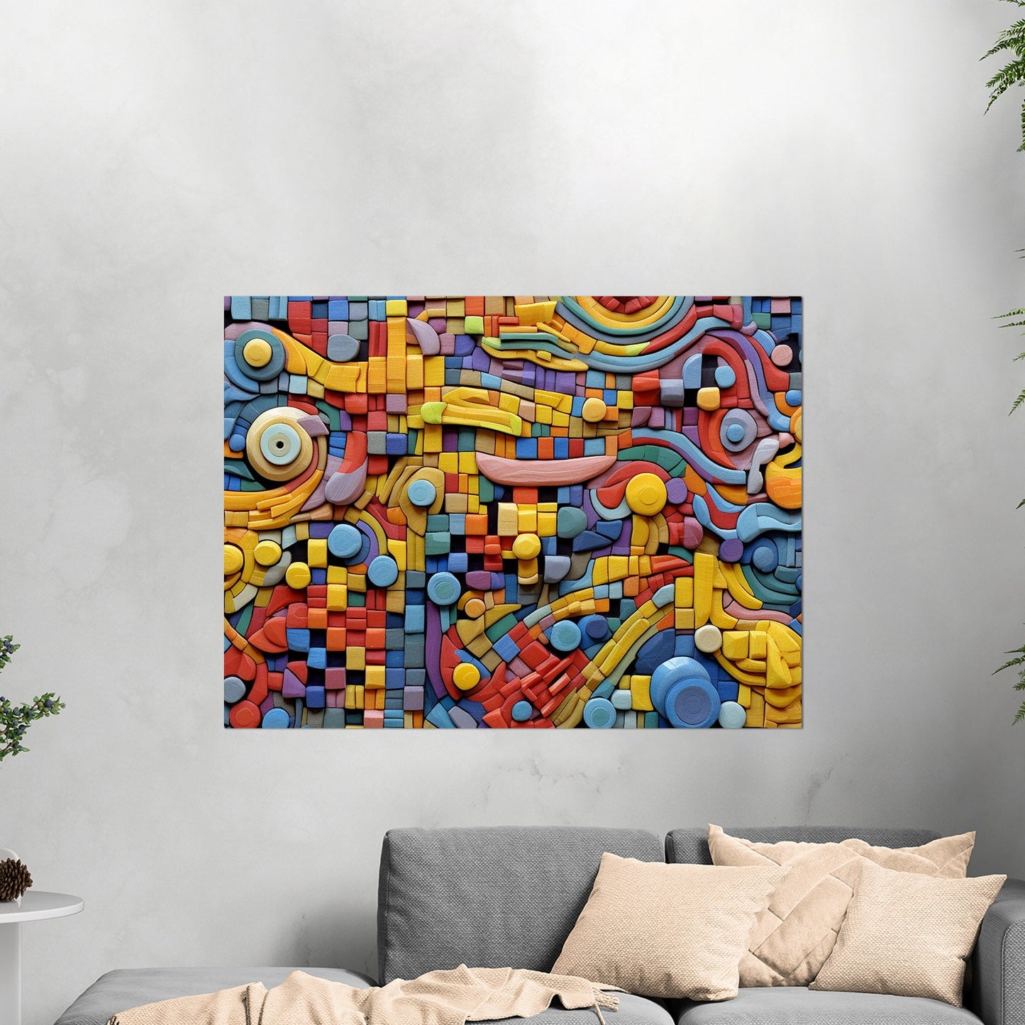 Vibrant, playful mosaic art with intricate details - Whimsical Energy Escape