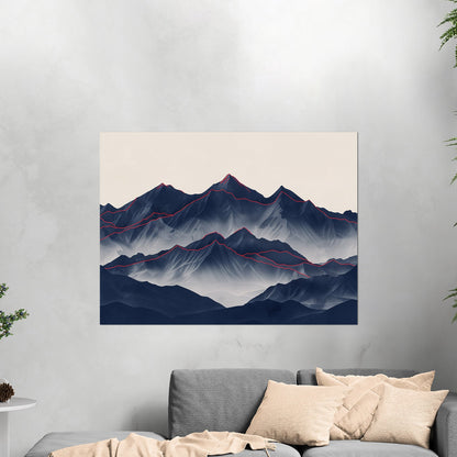 Electric Minimalist Mountain Range - Ethereal Serenity