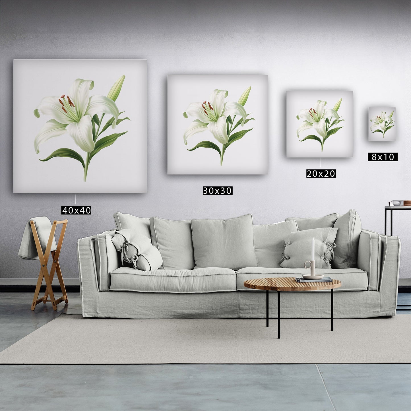 Painting of a Single Lily Highly Detailed on White Background - Lily Elegance