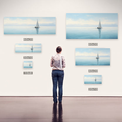 Tranquil seascape with solitary sailboat - Peaceful Horizon