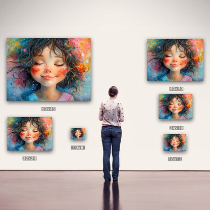 Digital art watercolor style portrait of a smiling child - Watercolor Whimsy