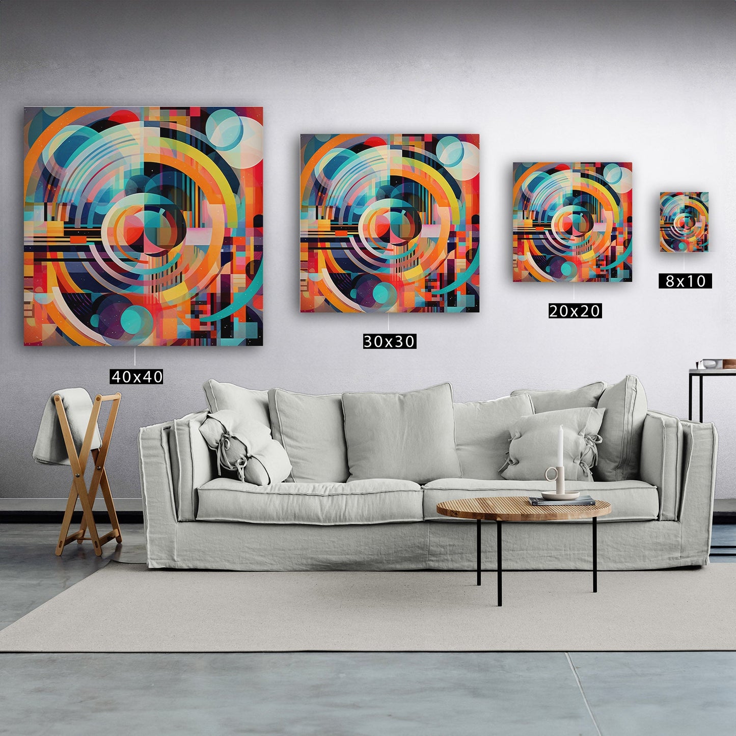 Colorful Geometric Abstract Painting - Electric Dreams in Technicolor