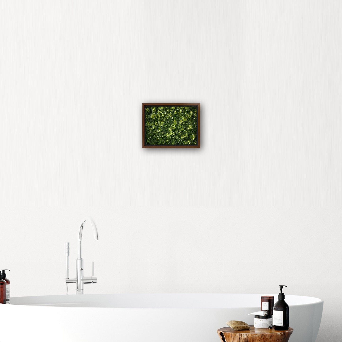 Stunning wall art with lush greens and tiny wildflowers - Enchanted Oasis