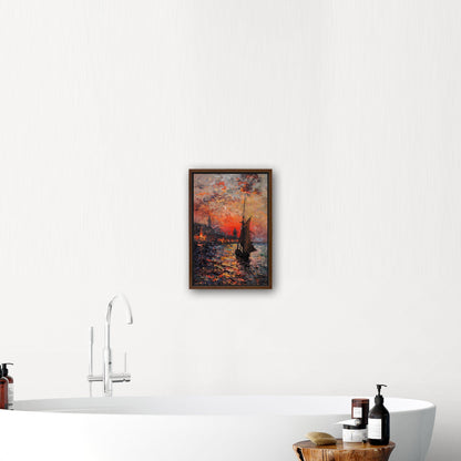 Impressionist Landscape of Sailboat Arriving at a Town - Sunset Dreams Over Lisbon Skyline Monetized