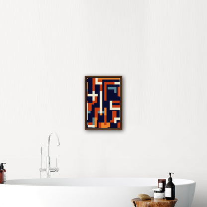 Geometric abstract wall art in blue and gold - Zenith Bliss