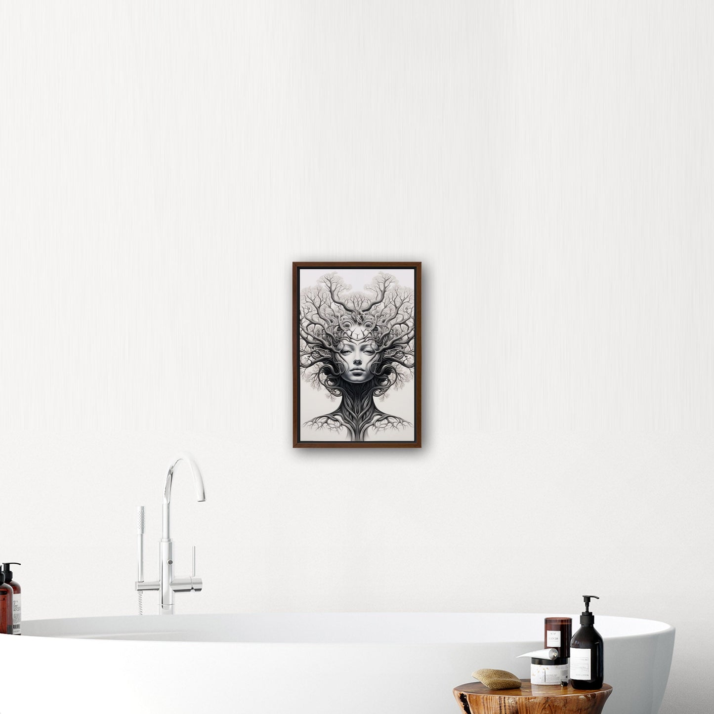 Sleek black and white tree artwork, elegance - Botanical Noir