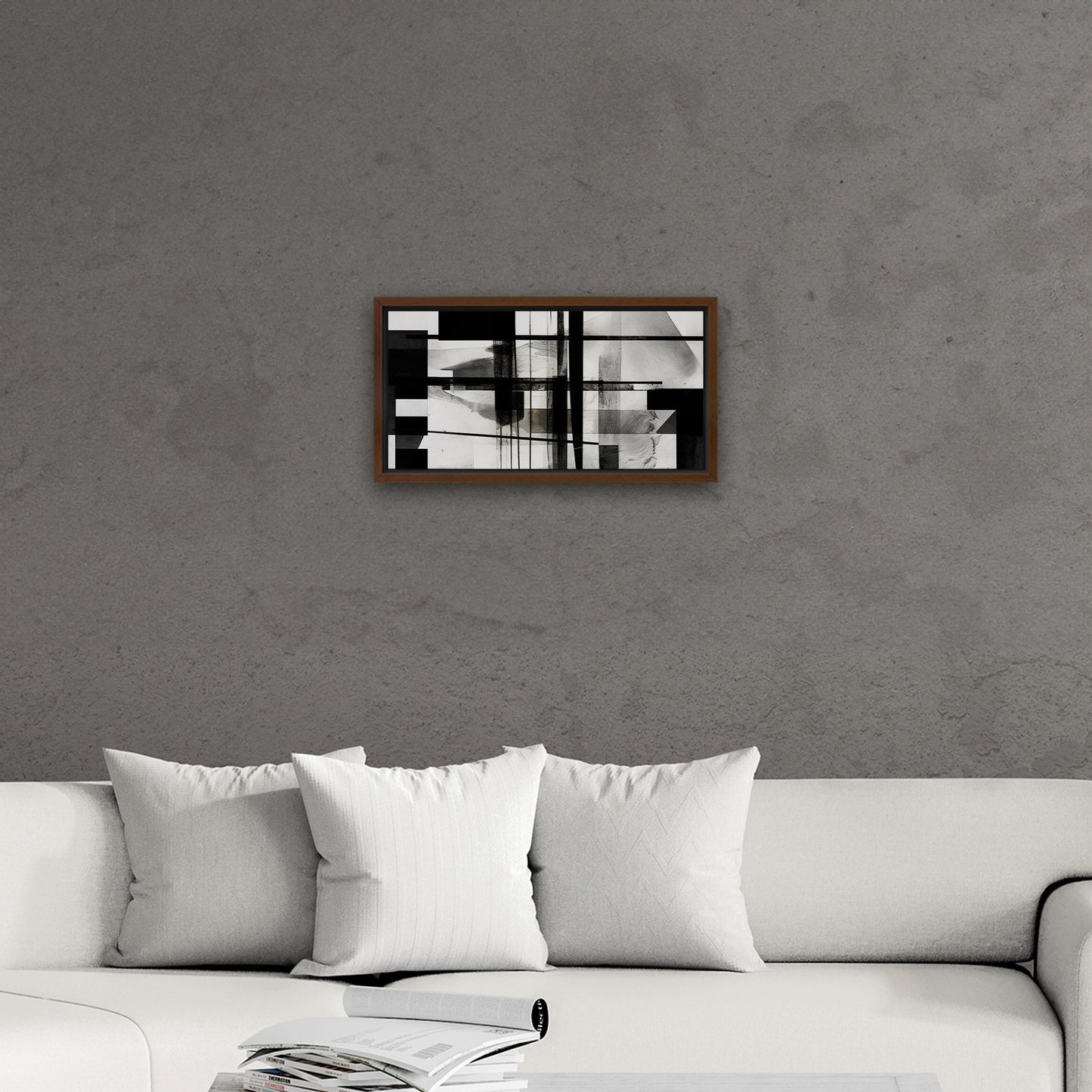 Black and White Geometric Abstract Painting - Sleek Geometry: Monochrome Dreams