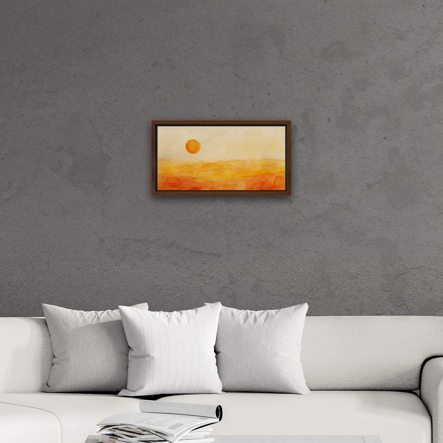 Tranquil desert vista in watercolor - Sunset Serenity