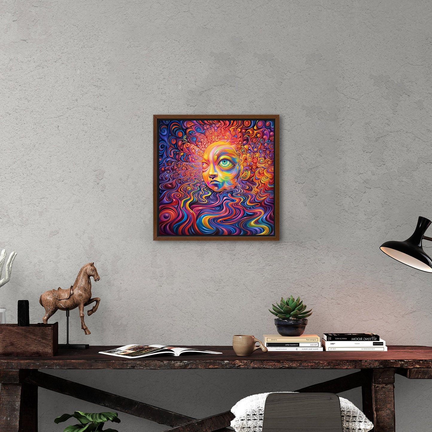 Psychedelic Portrait of an Enlightened Being - Vibrant Cosmic Revolution