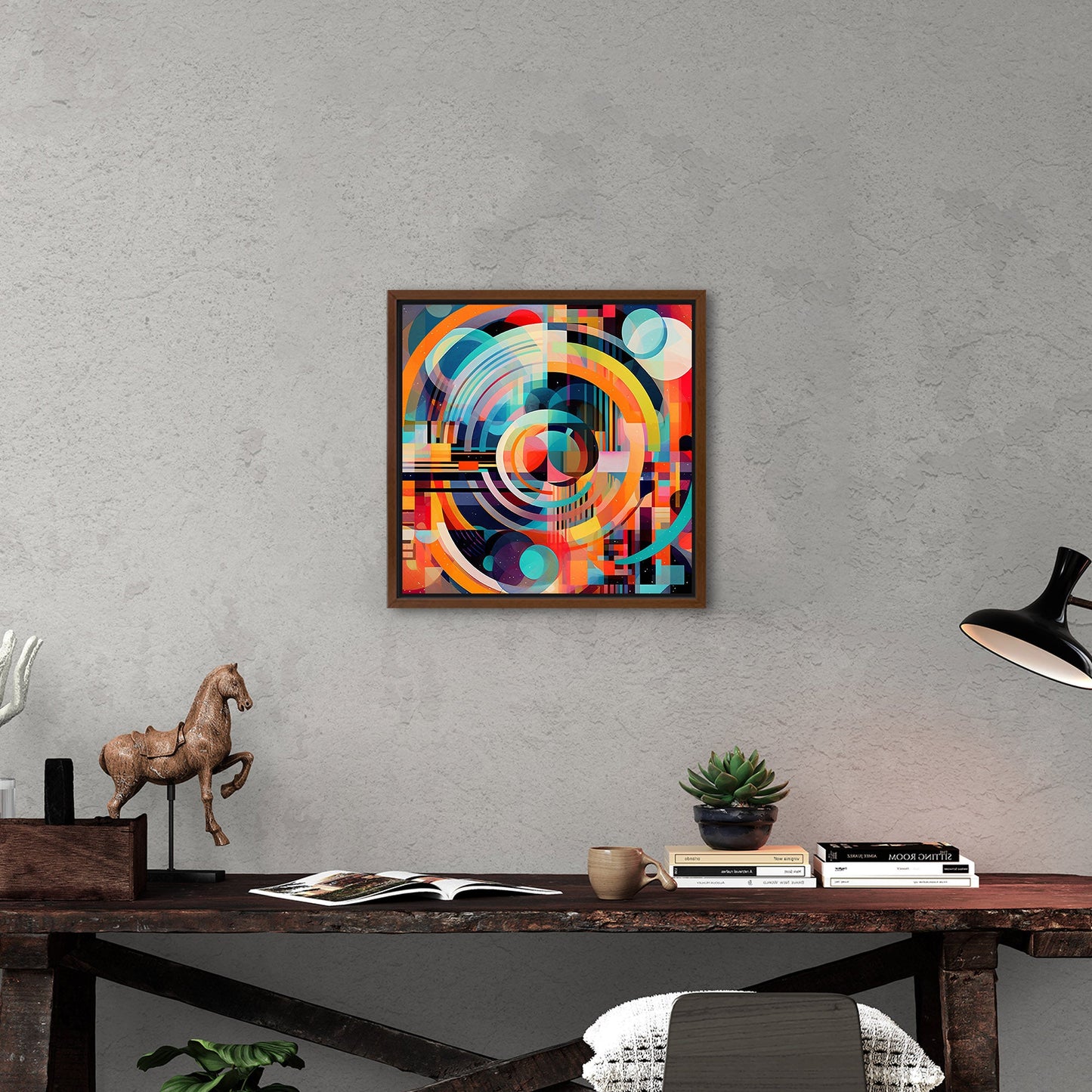 Colorful Geometric Abstract Painting - Electric Dreams in Technicolor