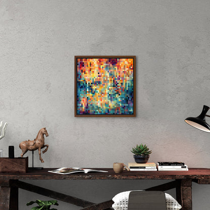 Geomtric Abstract Square Painting - Retro Geometric Pixels