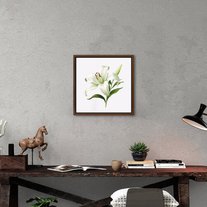 Painting of a Single Lily Highly Detailed on White Background - Lily Elegance