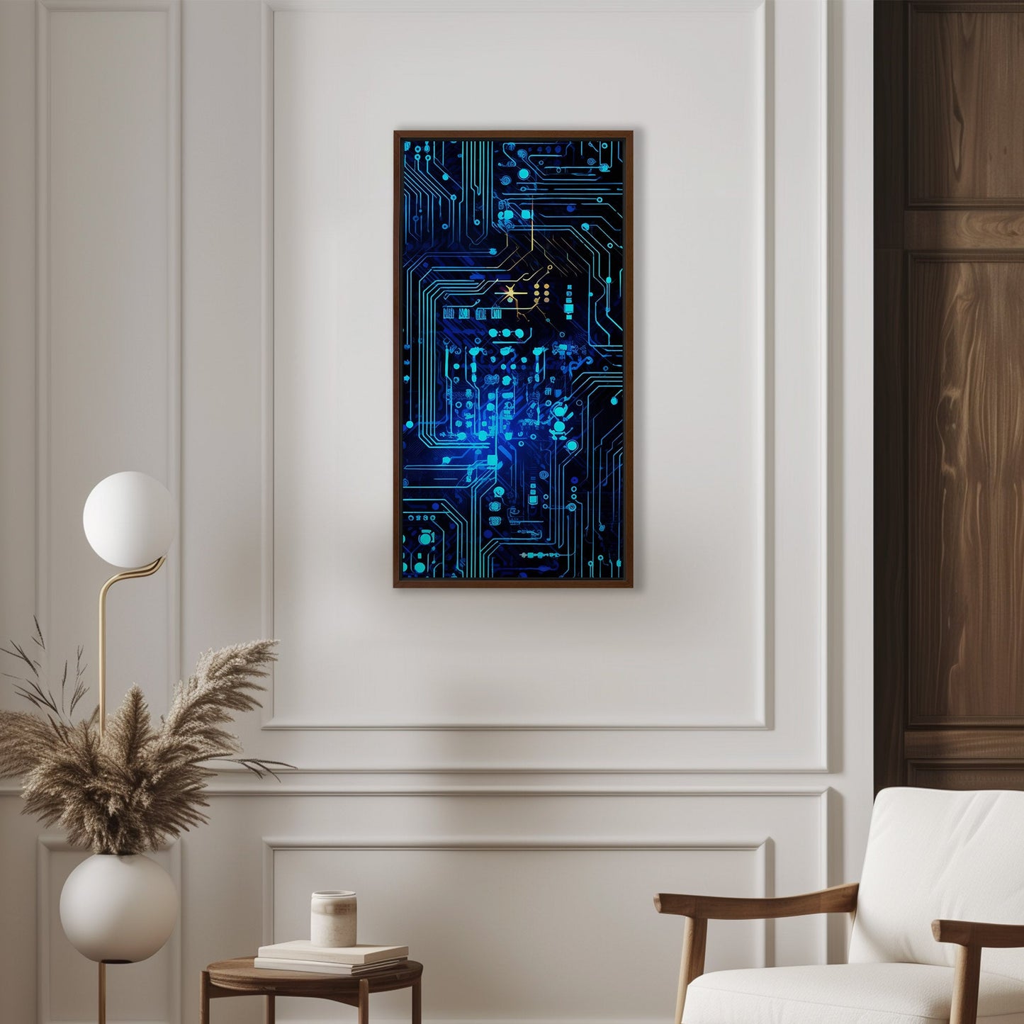 Impressionistic Circuit Board Painting - Electric Binary Dreams