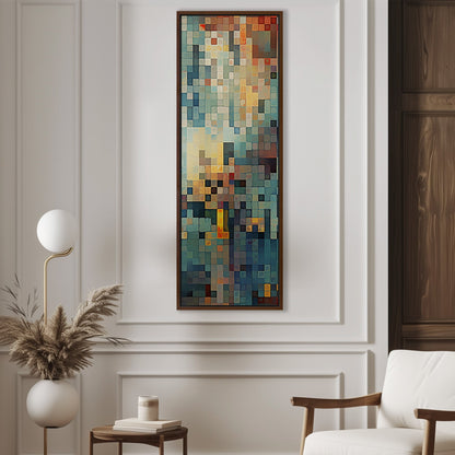 Abstract Geometric Squares Painting - Digital Retro Geometric Mosaic Art