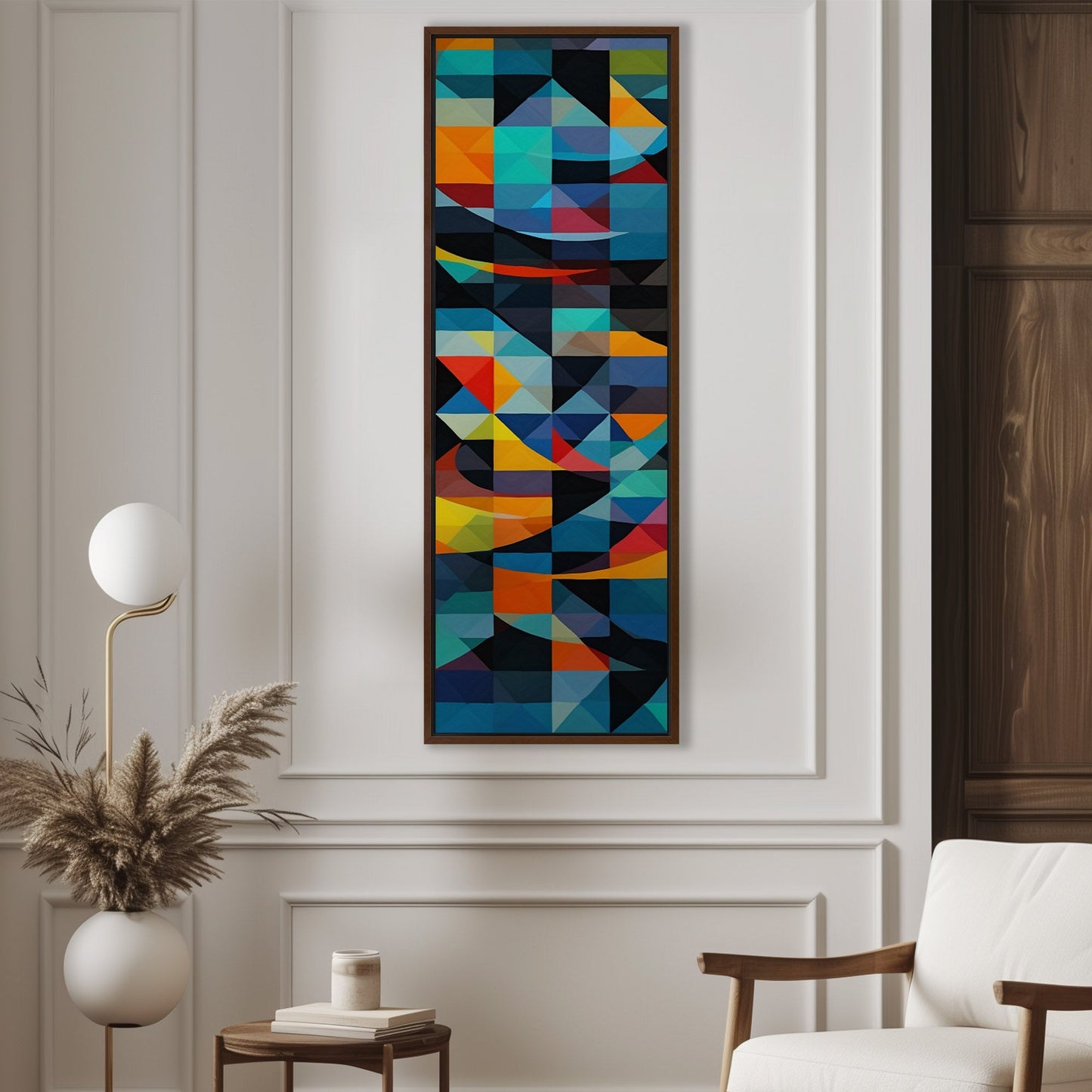 Geometric Abstracts Digital Render in Blues, Blacks and Yellows - Geometric Symphony of Color