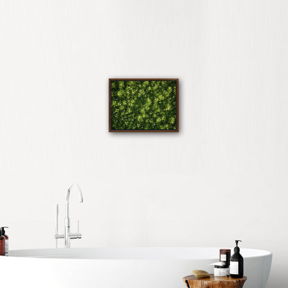 Stunning wall art with lush greens and tiny wildflowers - Enchanted Oasis