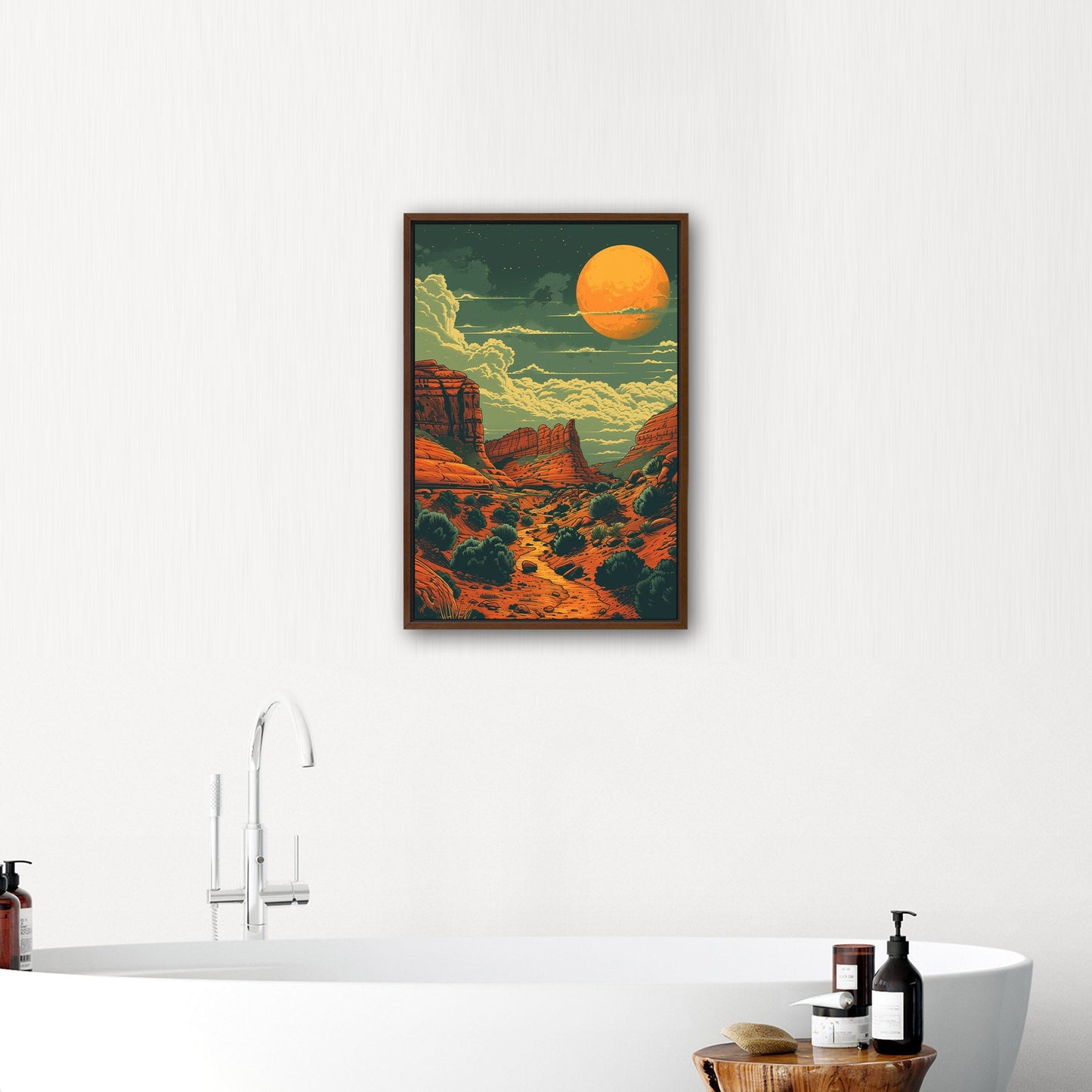 Red Rocks Desert Stylized Illustration - Red Reverie