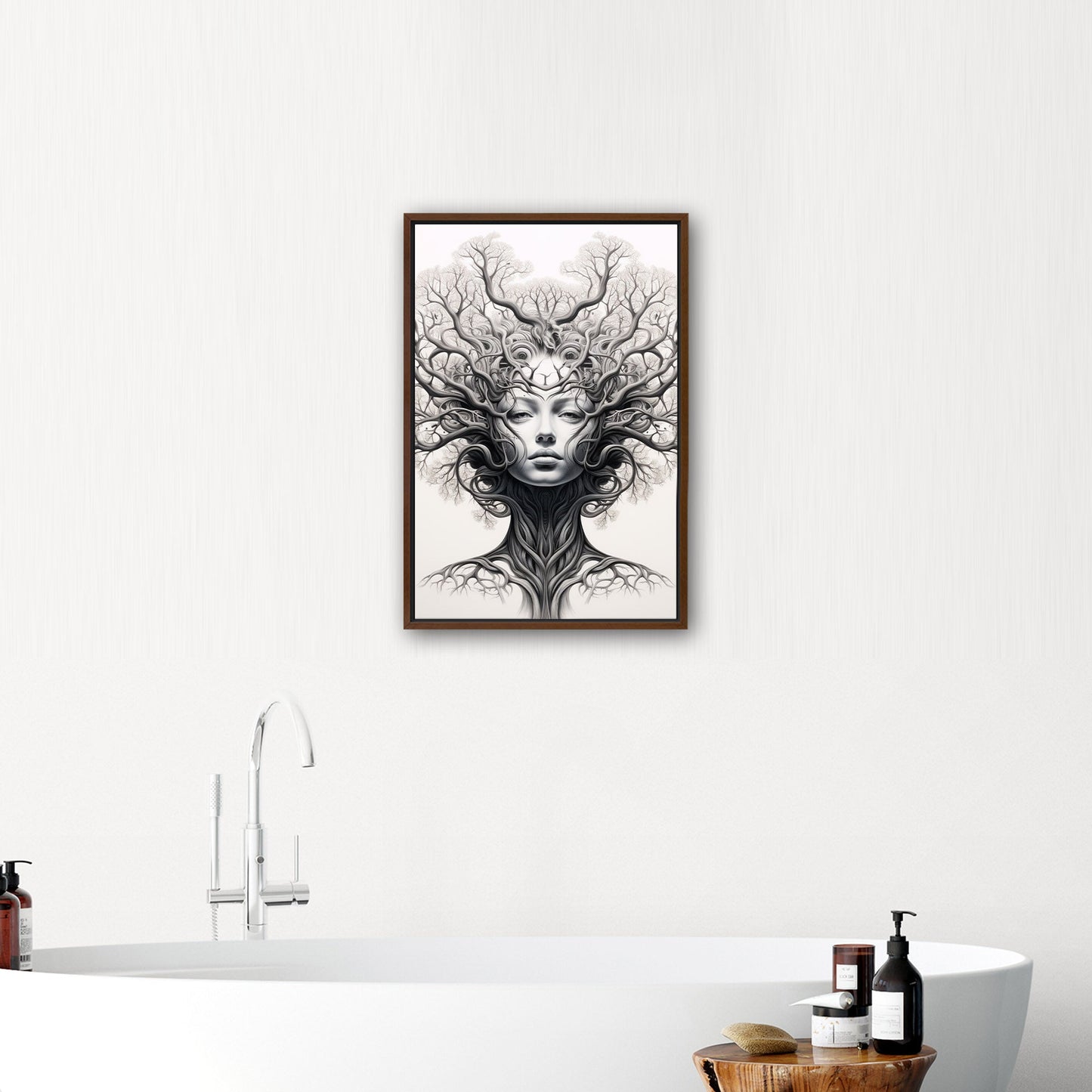 Sleek black and white tree artwork, elegance - Botanical Noir