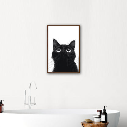 Whimsical cat peering over edge - Enchanted Feline