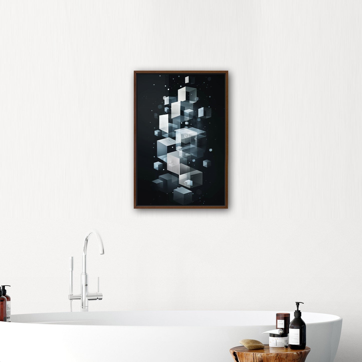 Abstract Geometric art for Office - Ethereal Cubic Serenity