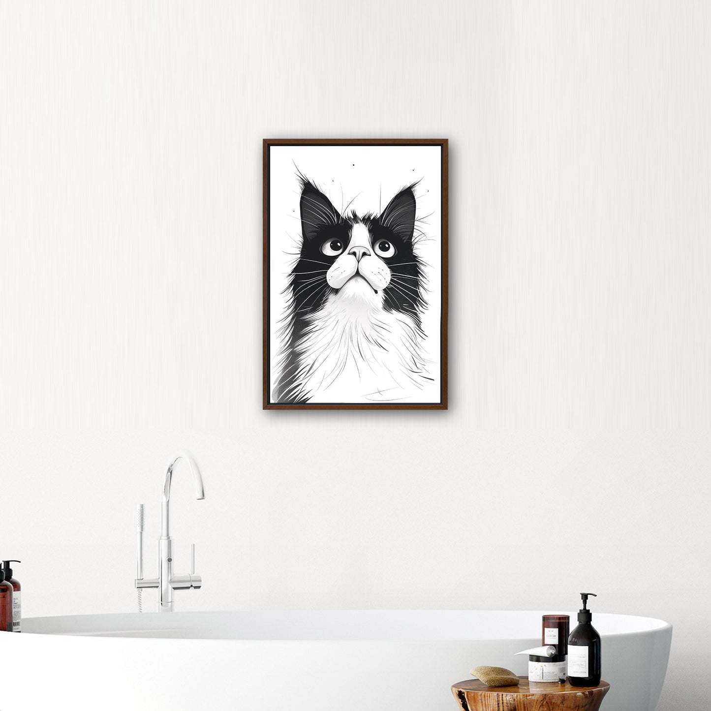 Black and White Cat Pencil Drawing - Curious Cat's Monochrome Gaze