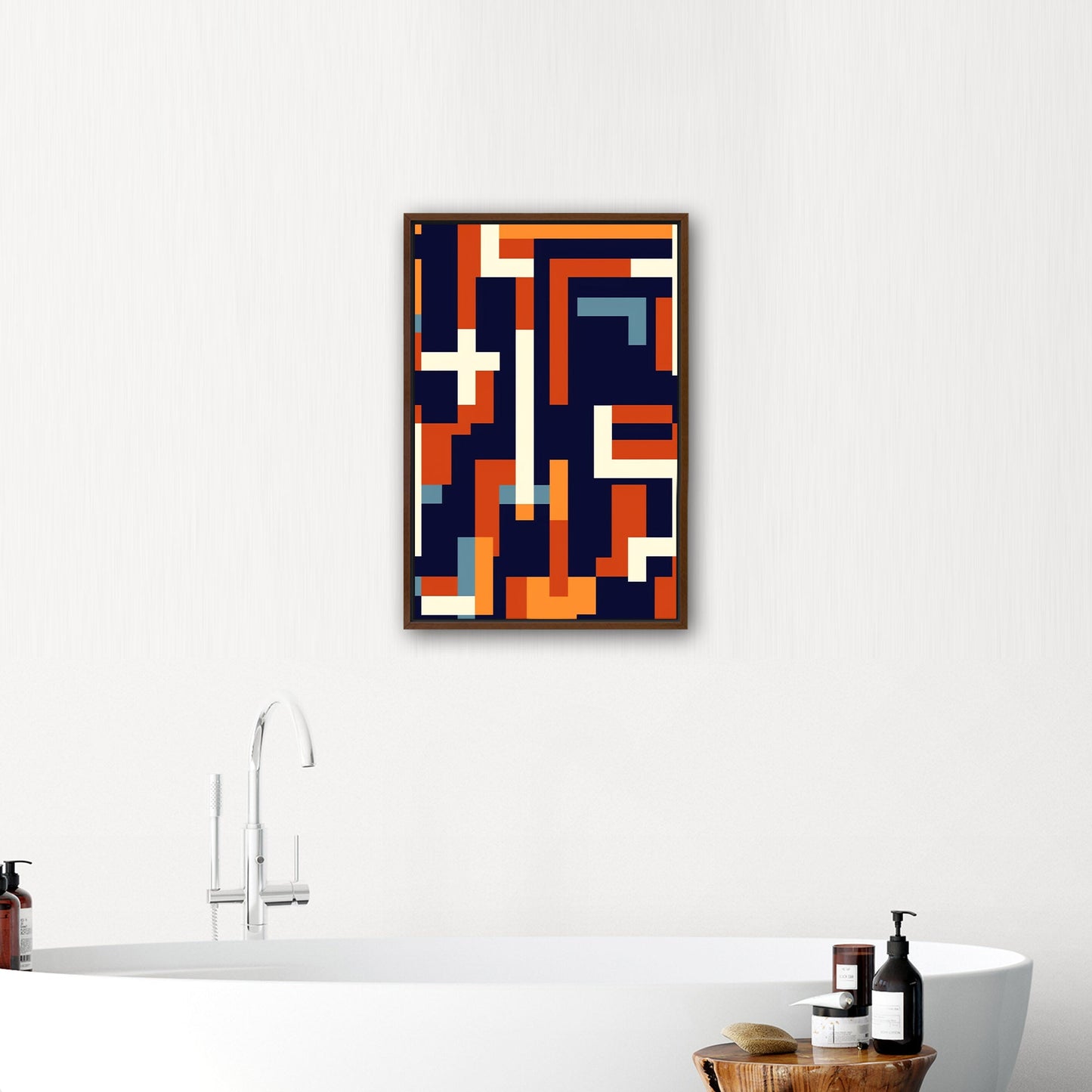 Geometric abstract wall art in blue and gold - Zenith Bliss