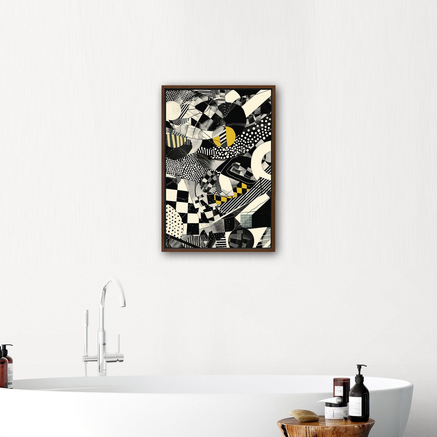 Black and White Geometric Abstract Painting - Cosmic Chaos