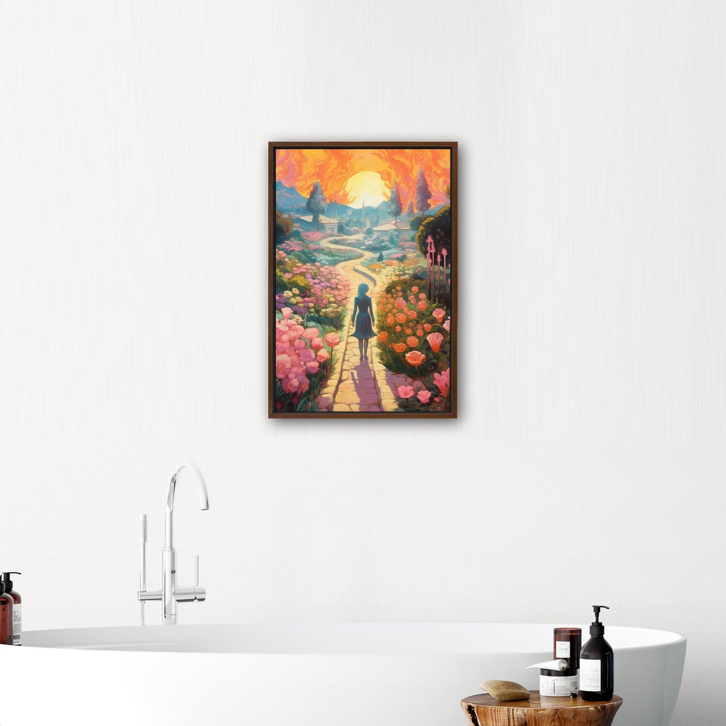 Child's Room Whimsical Fairytale Watercolor Landscape - Enchanted Floral Pathways