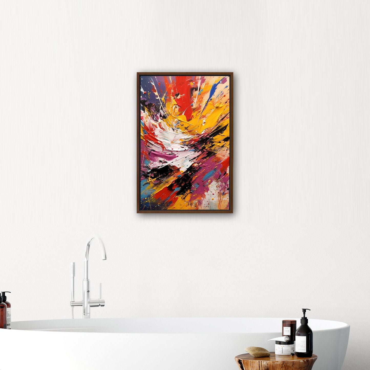 Vibrant abstract art piece with paint splatters - Eclectic Dream