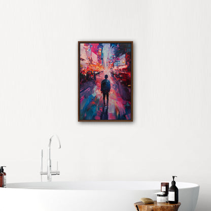 Impressionistic Painting of Modern City in Vibrant Pinks and Blues - Embrace the Vision