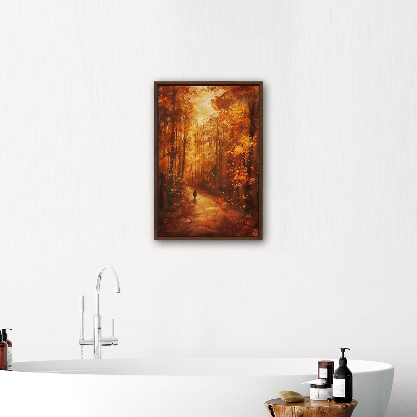 Autumn landscape in brown and orange - Ethereal Wanderer in Rembrandt's Autumn Forest