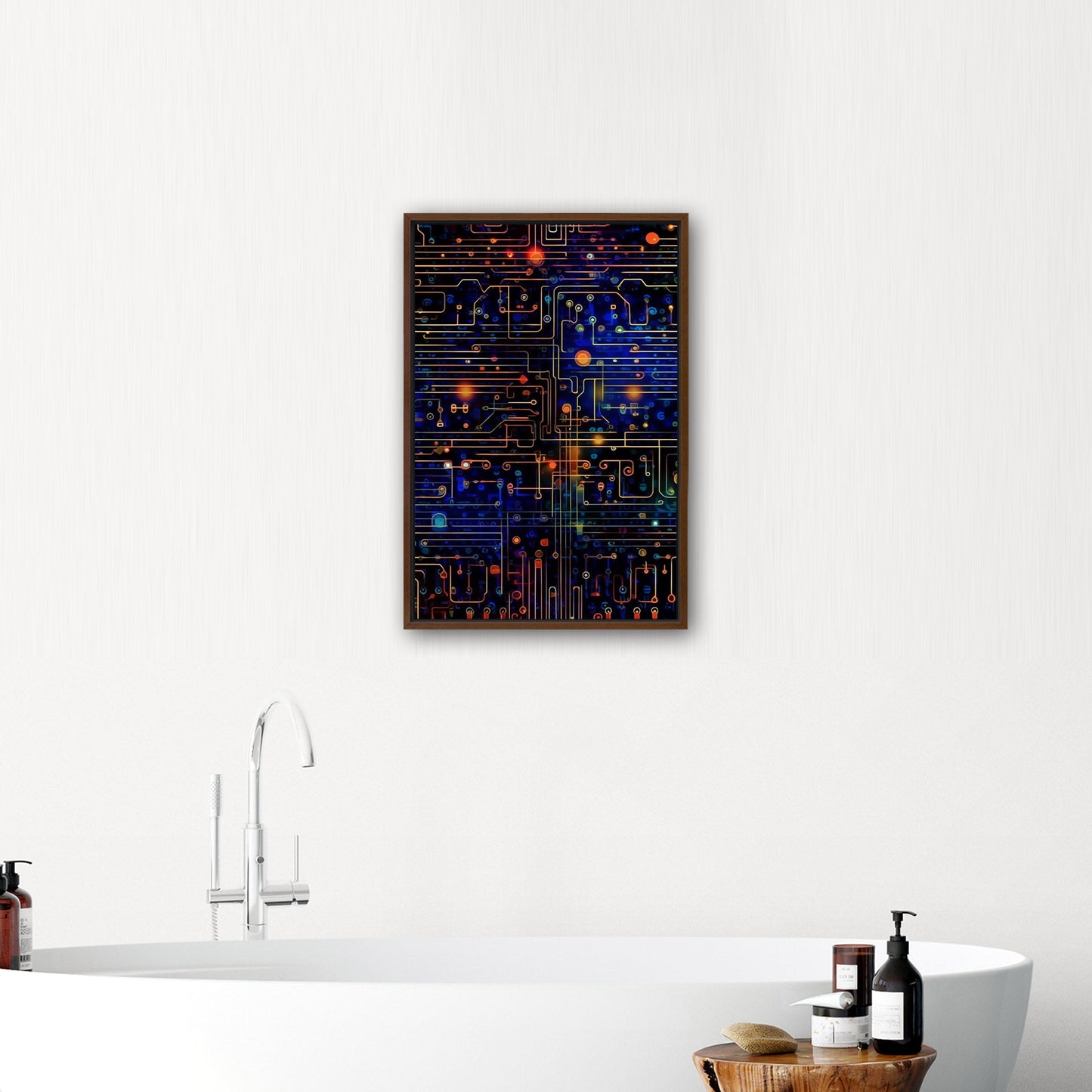 Impressionistic Circuit Board Painting - Binary Circuitry Revival