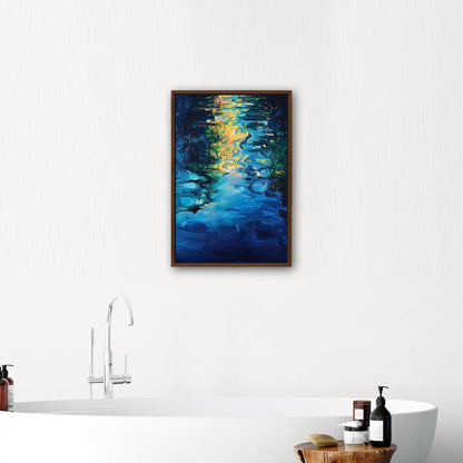 Mesmerizing abstract oil painting of water with vibrant ripples - Enchanting Oasis