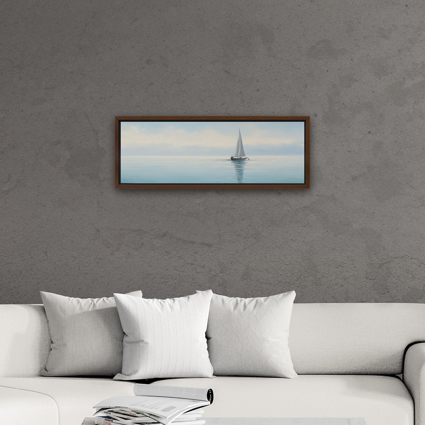 Tranquil seascape with solitary sailboat - Peaceful Horizon