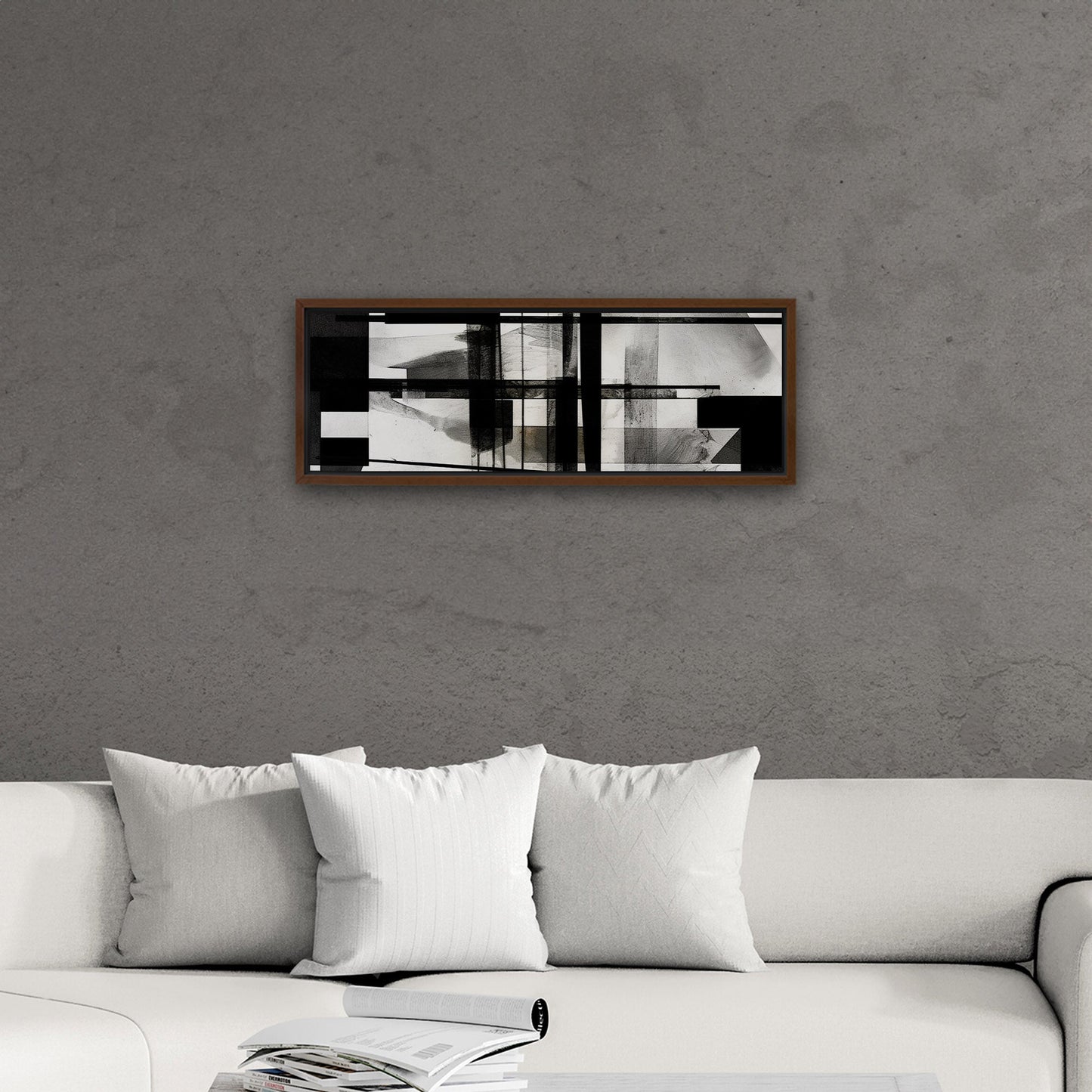 Black and White Geometric Abstract Painting - Sleek Geometry: Monochrome Dreams