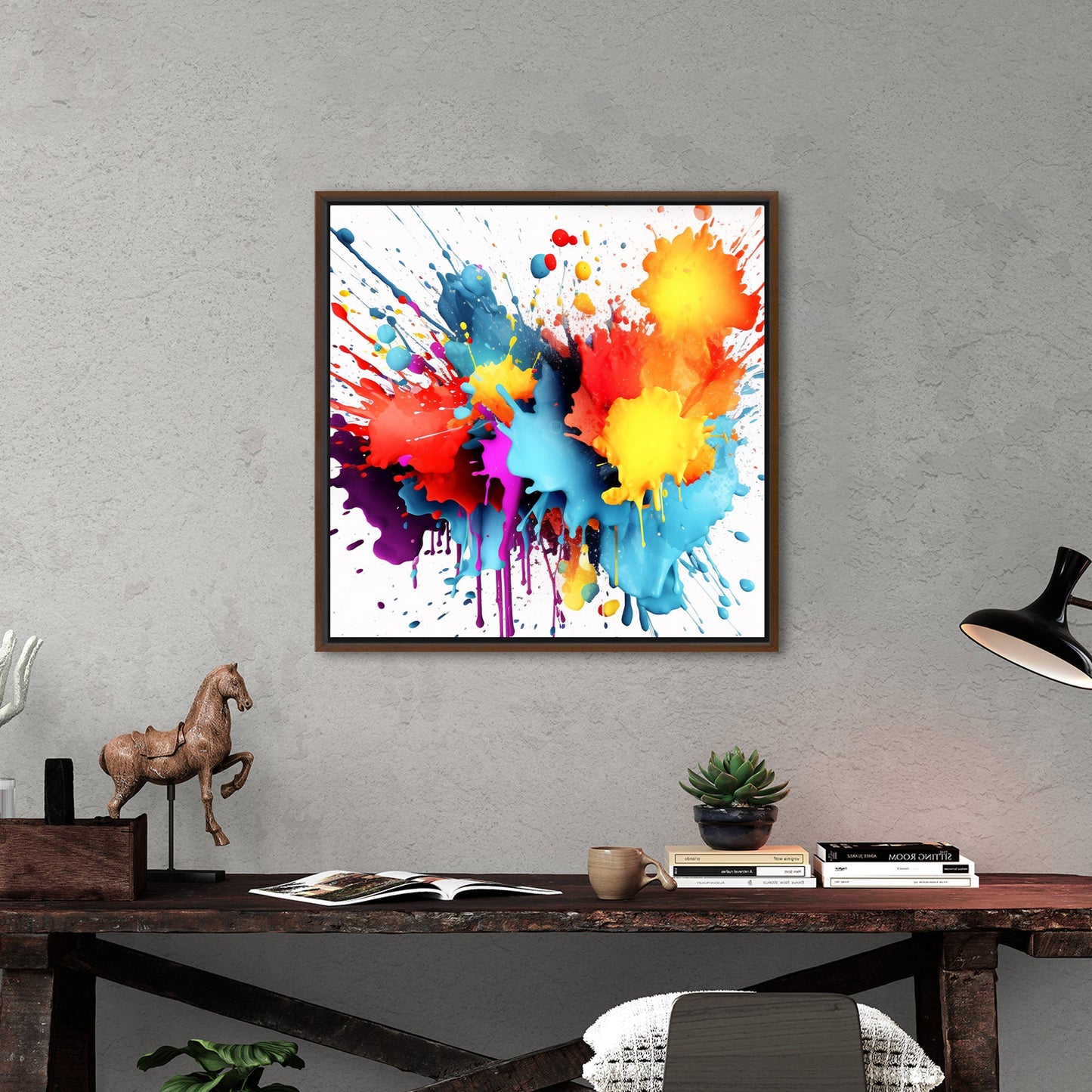 3D Digital Render of Splattered Colors - Vivid Spectrum Splatter Art