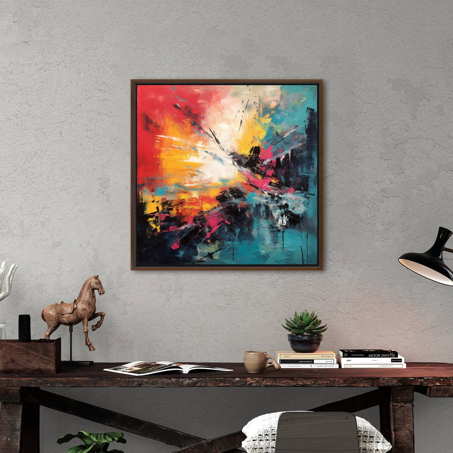 Abstract office decor with vibrant brushstrokes - Energy Explosion