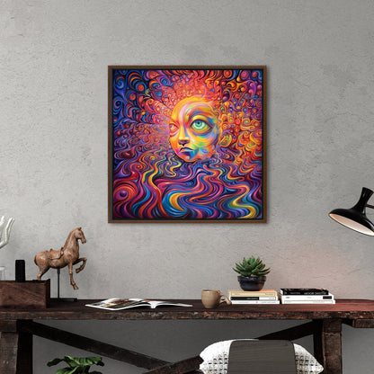 Psychedelic Portrait of an Enlightened Being - Vibrant Cosmic Revolution