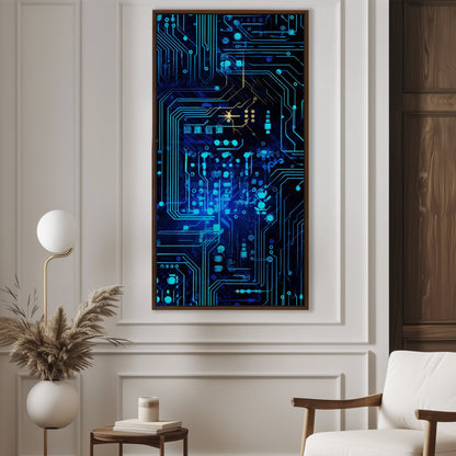 Impressionistic Circuit Board Painting - Electric Binary Dreams