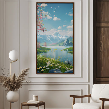 Asian-inspired 3D Illustration of Spring Scenery - Enchanting Oasis