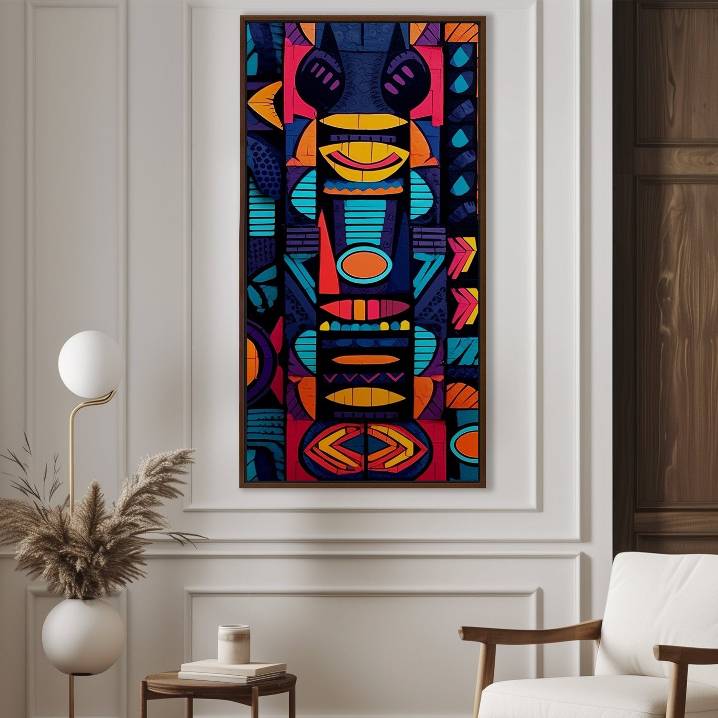 Tribal Totem Style Abstract Painting - Tribal Rhythms: Bold & Vibrant