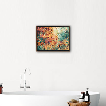 Abstract Geometric Squares Painting - Retro Pixelated Geometric Flare