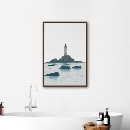 Minimalist Lighthouse Art in Retro Colors - Coastal Dreamer