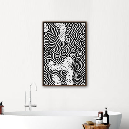 Dynamic abstract black and white brain coral texture print - Mesmerizing Monochrome Wavelengths