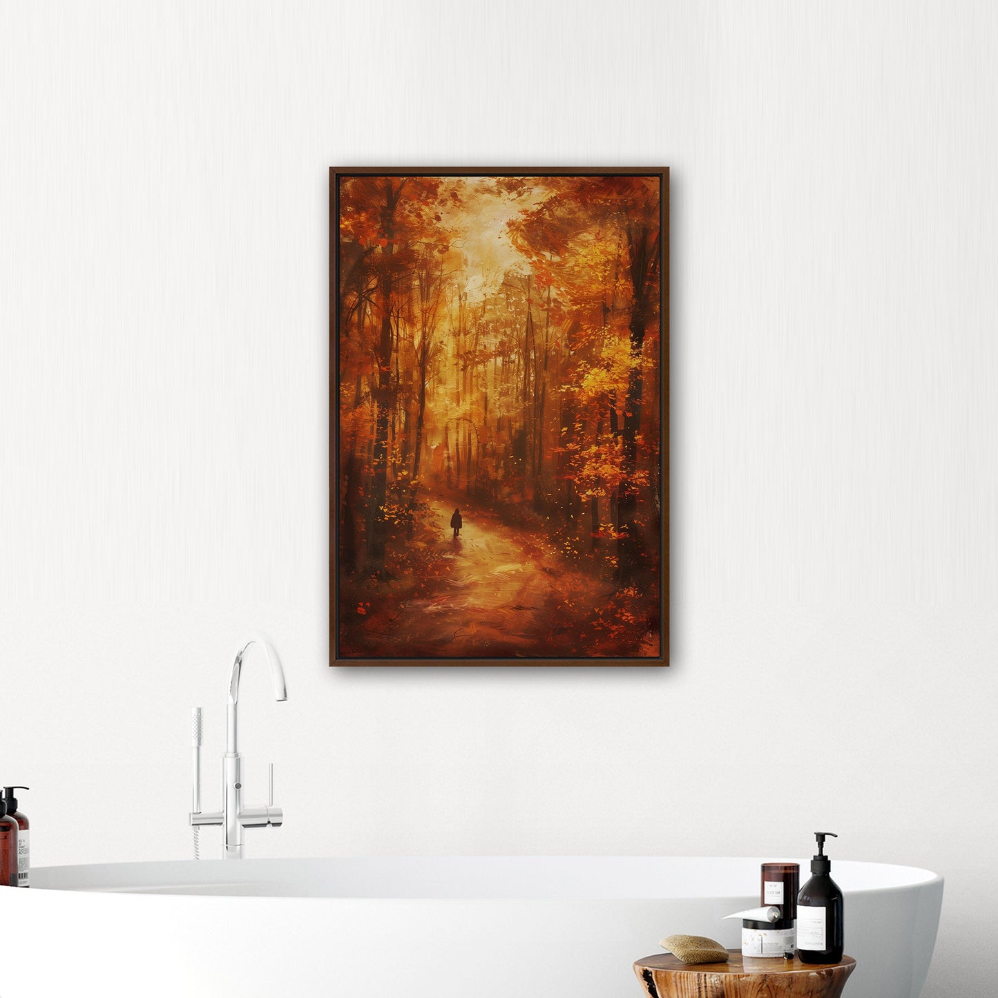 Autumn landscape in brown and orange - Ethereal Wanderer in Rembrandt's Autumn Forest