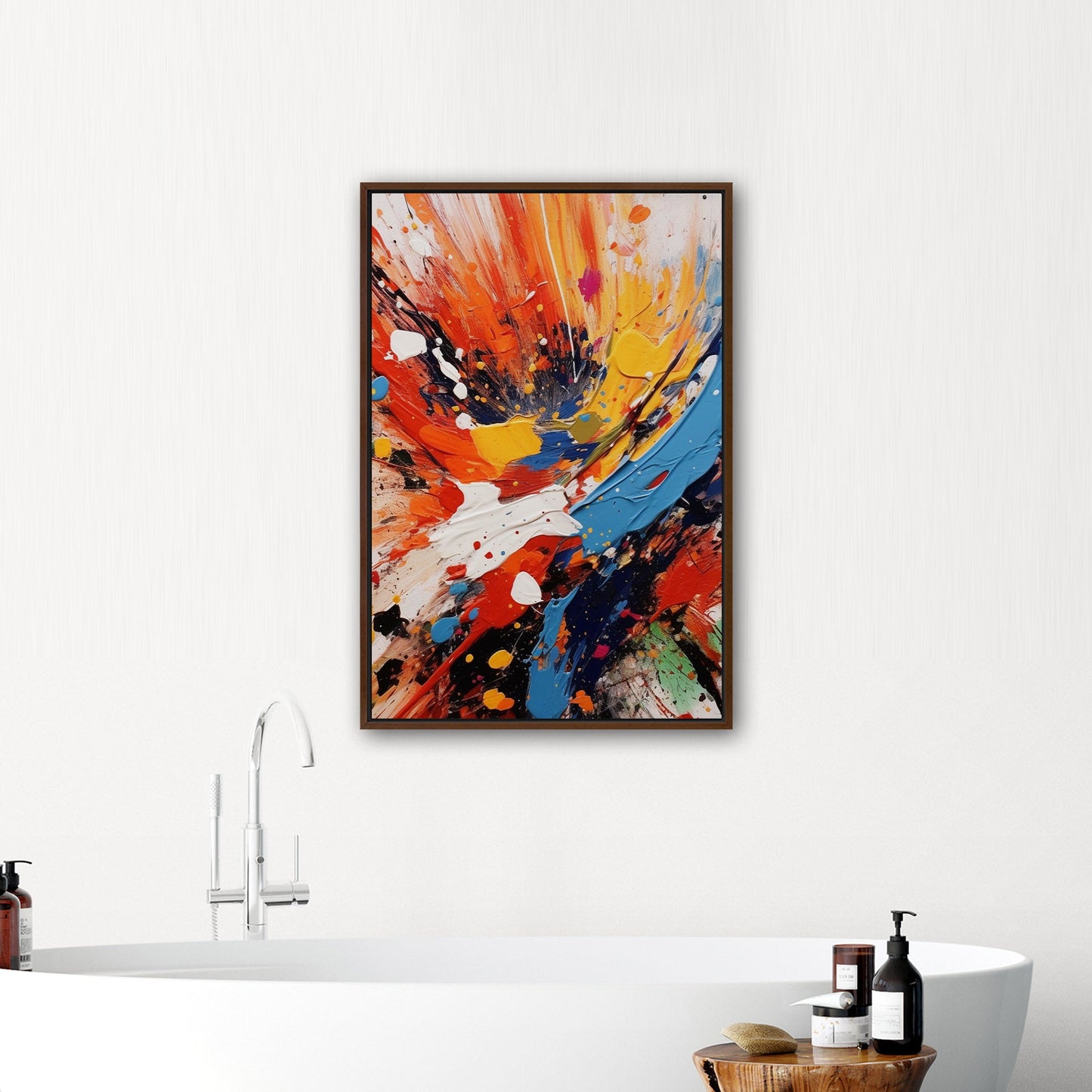 Vibrant abstract with dynamic paint splatters print - Energy Burst