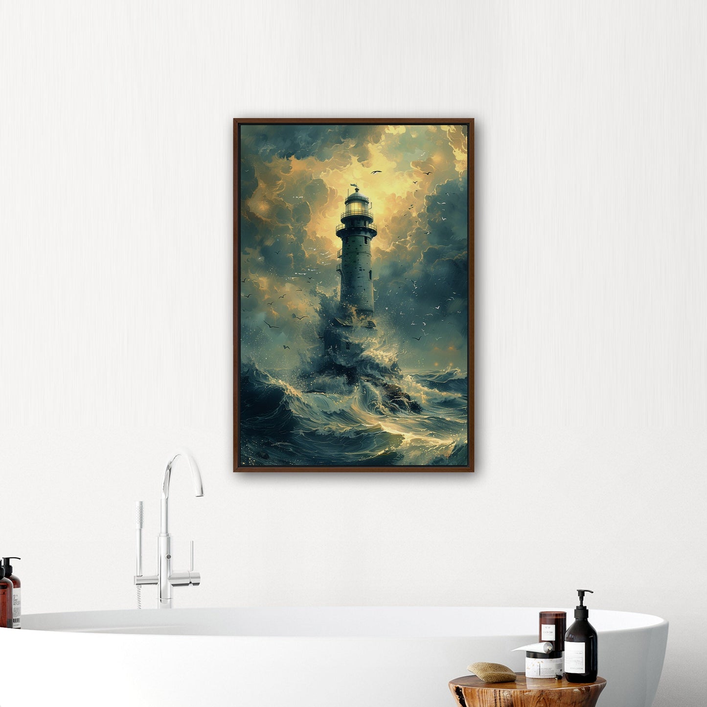 Handmade coastal lighthouse artwork - Illuminated Tranquility