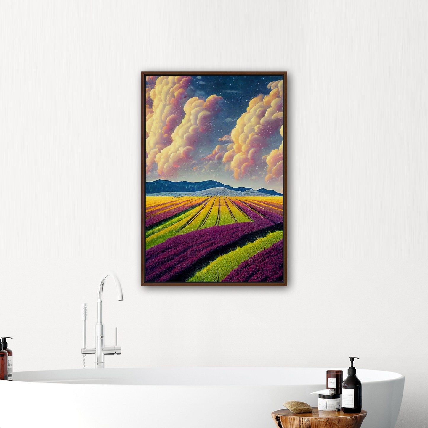 Surreal Whimsical Grape Fields Landscape Illustration - The Grape Sky