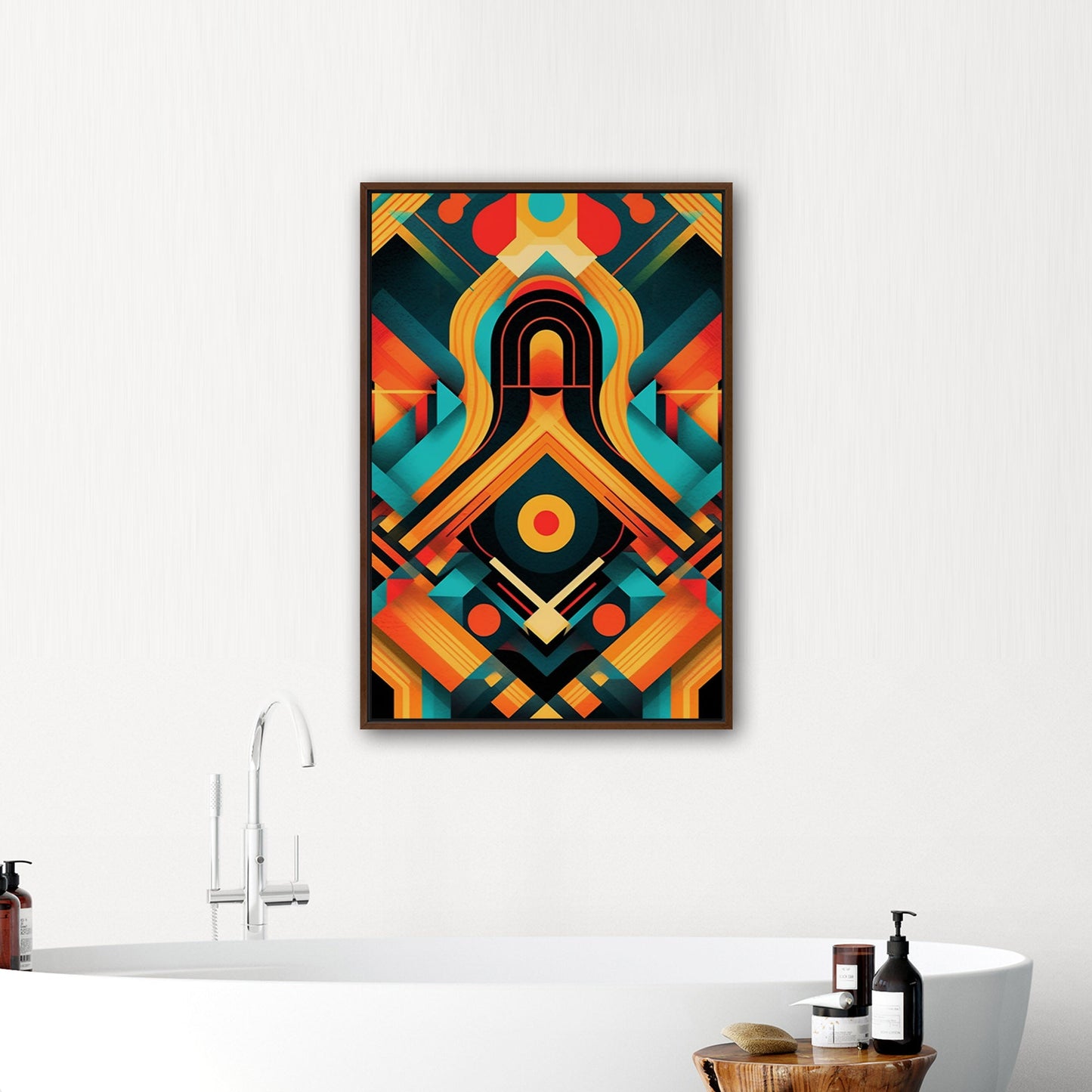 Art Deco Style Symmetrical Abstract Colorful Digital Render - Vibrant Textile Dance