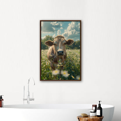 Photorealistic Cow in Pasture Portrait - Cow Serenity